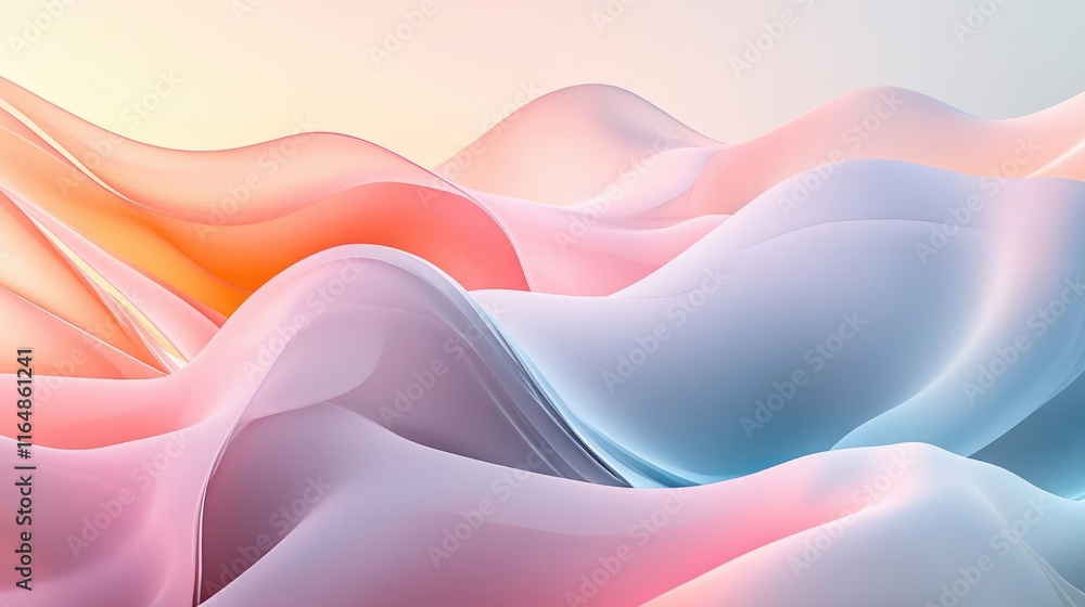 Obraz premium Cosmic abstract background concept. Abstract waves in soft pastel colors creating a serene and calming visual experience.