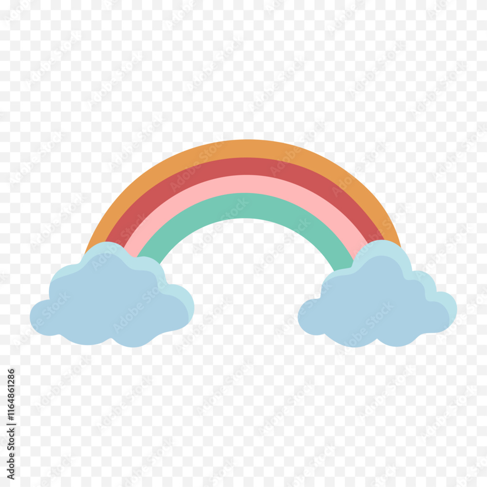 Hand drawn rainbow element. Boho rainbow hand drawn illustration