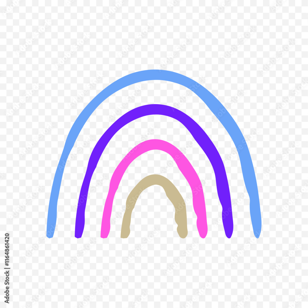 Hand drawn rainbow element. Boho rainbow hand drawn illustration