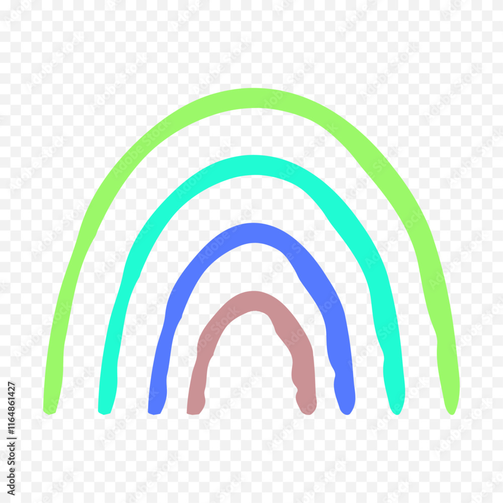 Obraz premium Hand drawn rainbow element. Boho rainbow hand drawn illustration