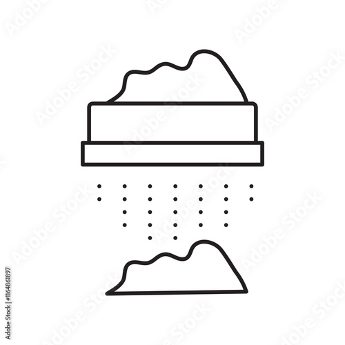 Sifting flour, cereals or powdered sugar vector linear illustration for web and app..eps