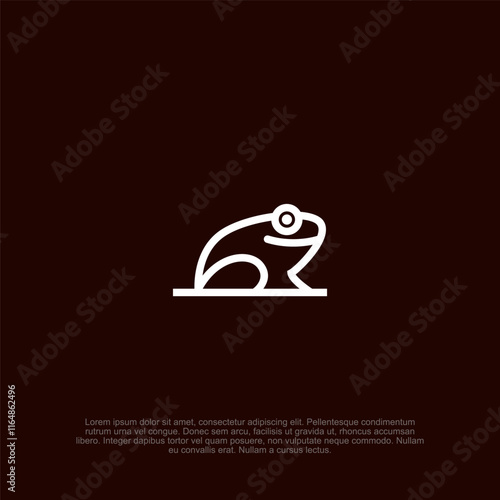 Sleek and minimalist outline frog logo, representing adaptability and nature for a fresh brand image