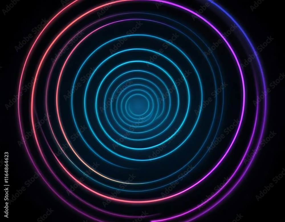 Abstract Neon Circles Glowing In Darkness Abstract Neon Circles Glowing In Darkness
