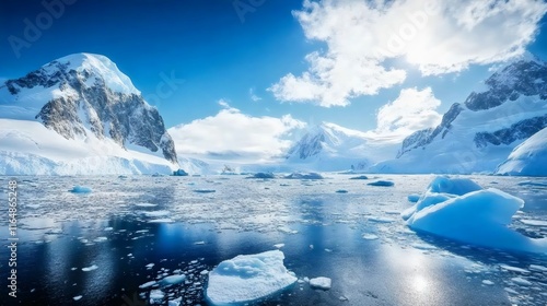 Wallpaper Mural A breathtaking view of icy mountains and calm waters under a bright blue sky, showcasing the beauty of a polar landscape. Torontodigital.ca