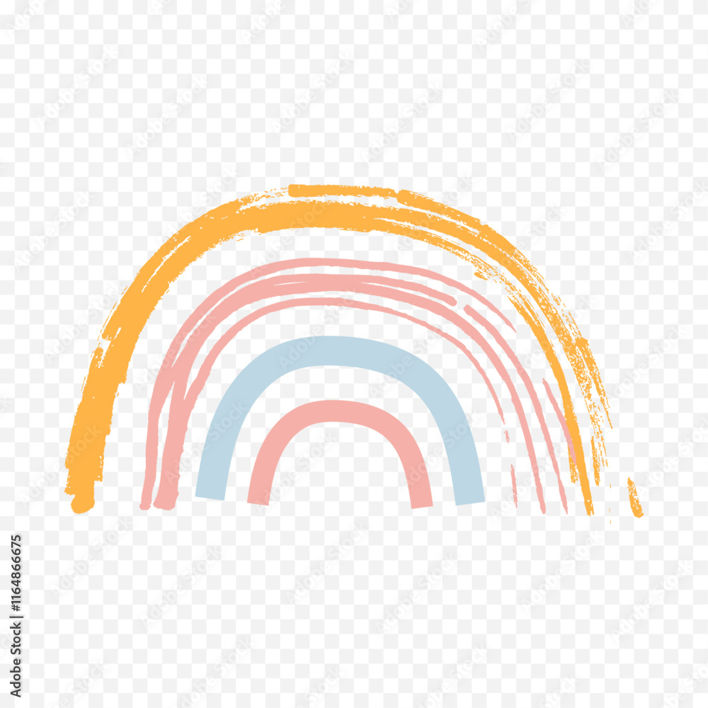 Obraz premium Hand drawn rainbow element. Boho rainbow hand drawn illustration