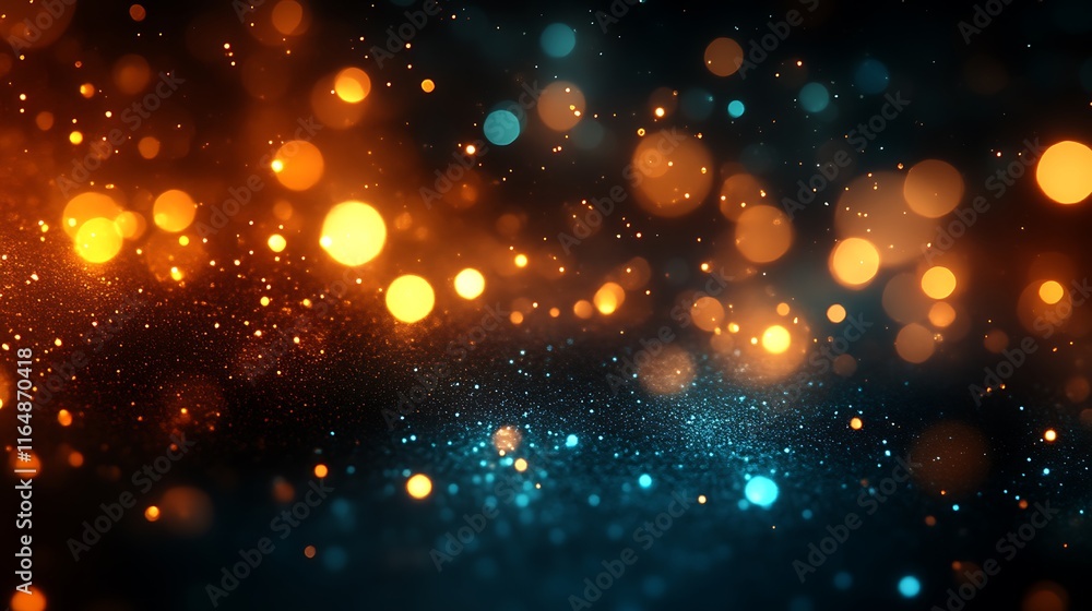 Obraz premium Abstract background with orange and blue bokeh lights