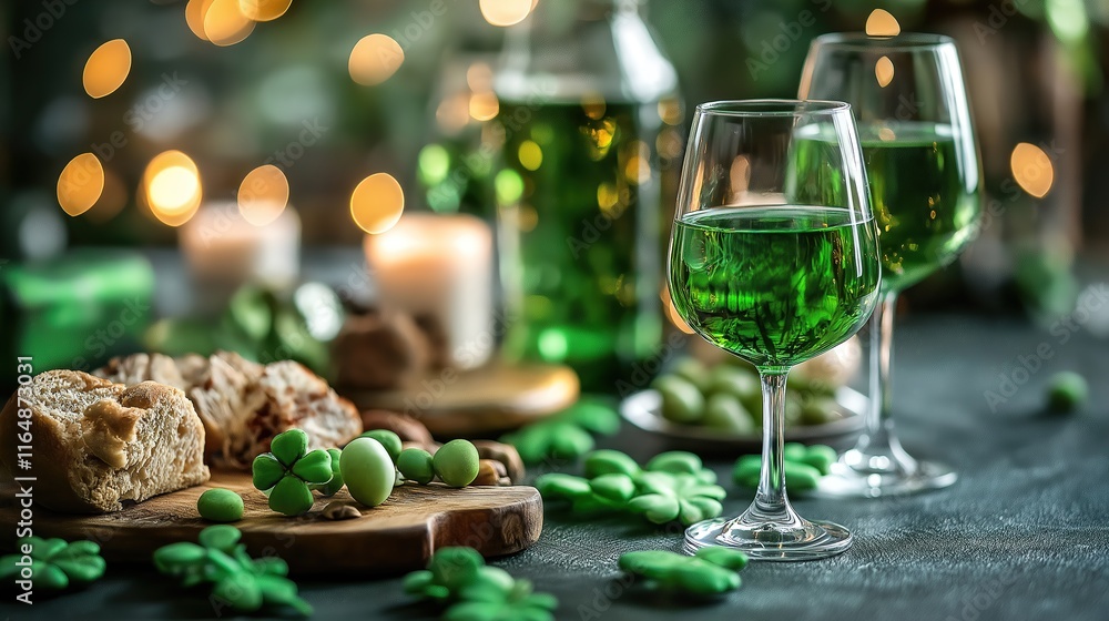 Celebrate St. Patrick's Day with a festive family dinner featuring green delights and joyful atmosphere Celebrate St. Patrick's Day with a festive family dinner featuring green delights and joyful atmosphere