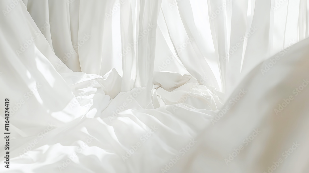 Soft White Curtains in a Minimalist Background. Soft White Curtains in a Minimalist Background.