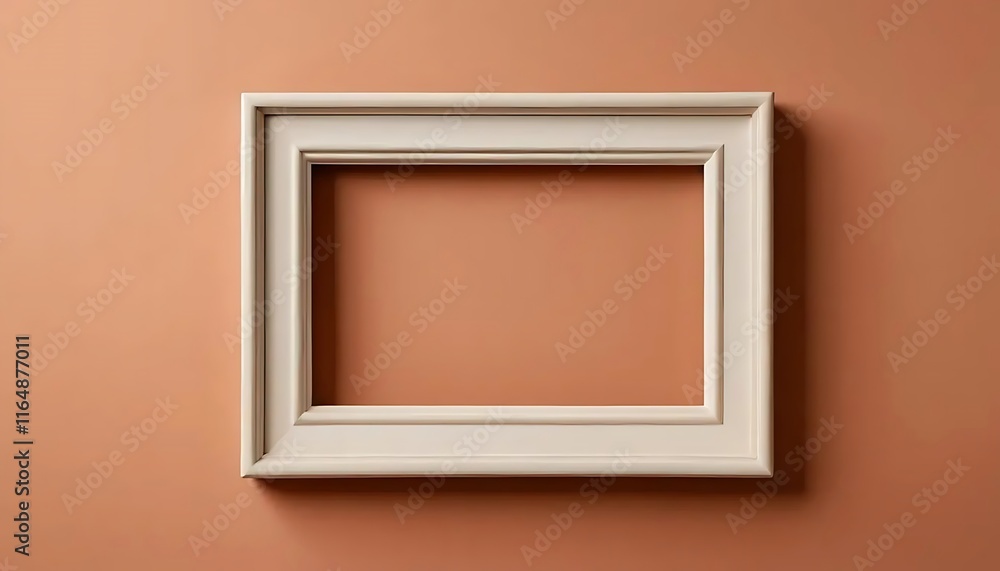Fototapeta premium White Frame Against a Terracotta Wall Background