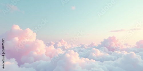 Fototapeta Naklejka Na Ścianę i Meble -  Pastel Cloudscape A Dreamlike Aerial View of Soft Pink and White Clouds at Sunset
