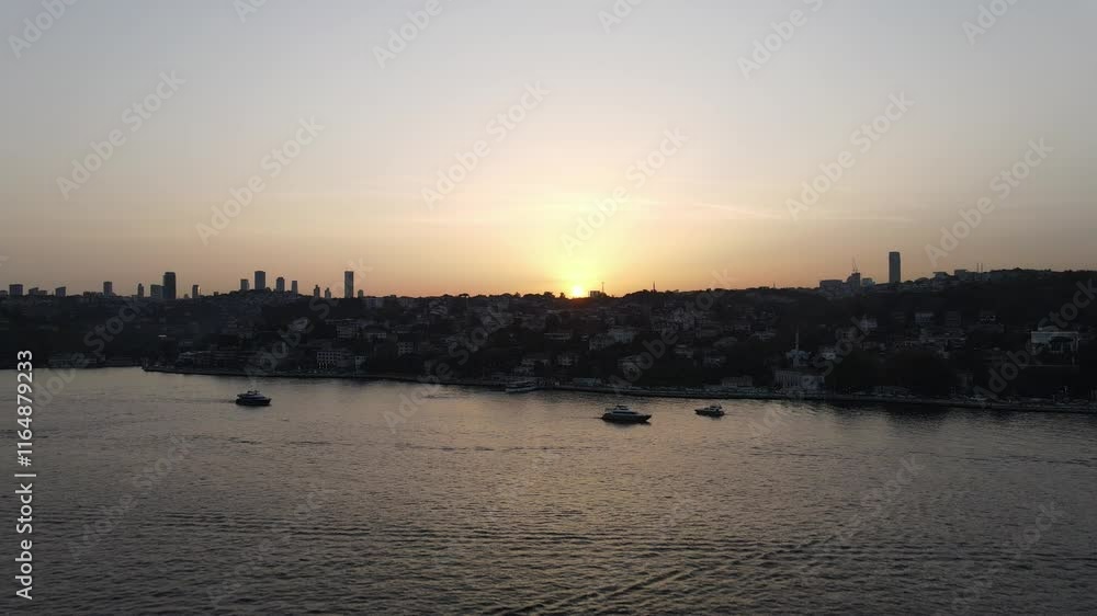 Aerial View Istanbul Bosphorus Sunset Aerial View Istanbul Bosphorus Sunset