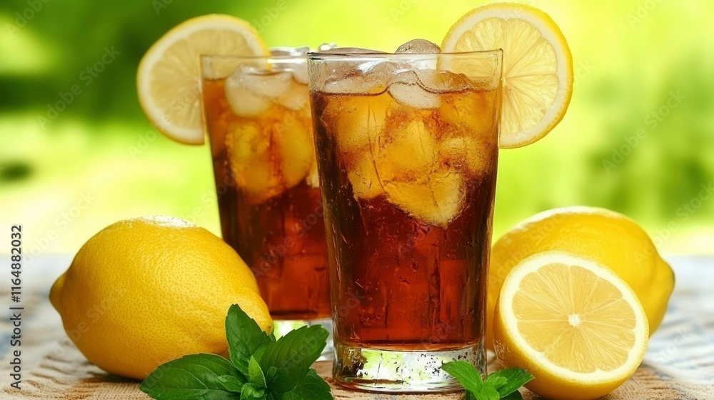 Iced Tea Refreshment with Lemon and Mint Iced Tea Refreshment with Lemon and Mint