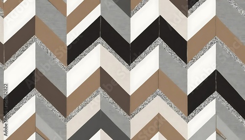 Abstract Geometric Chevron Pattern Design In Neutral Tones