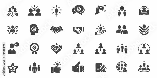 Vector business isolated silhouette icon set