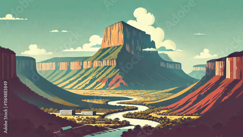 Mount Roraima, Venezuela A flat-topped mountain surrounded by steep cliffs