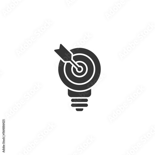 Lamp objective target glyph icon. Simple solid style. Objective, marketing, business, lightbulb, smart concept. Vector illustration isolated. SVG