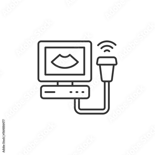 Ultrasound line icon. Simple outline style. Examination, sonography, heart, pictogram concept. Vector illustration isolated. SVG