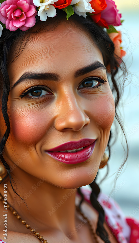 Naklejka premium Natural hispanic beauty, 8k, with white tones