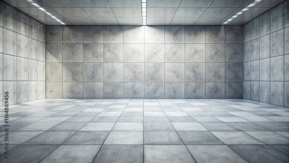 Empty Room with Concrete Walls and Tile Floor, Ideal for Mockups and Presentations Empty Room with Concrete Walls and Tile Floor, Ideal for Mockups and Presentations