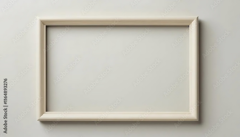 A simple off white picture frame on a wall A simple off white picture frame on a wall