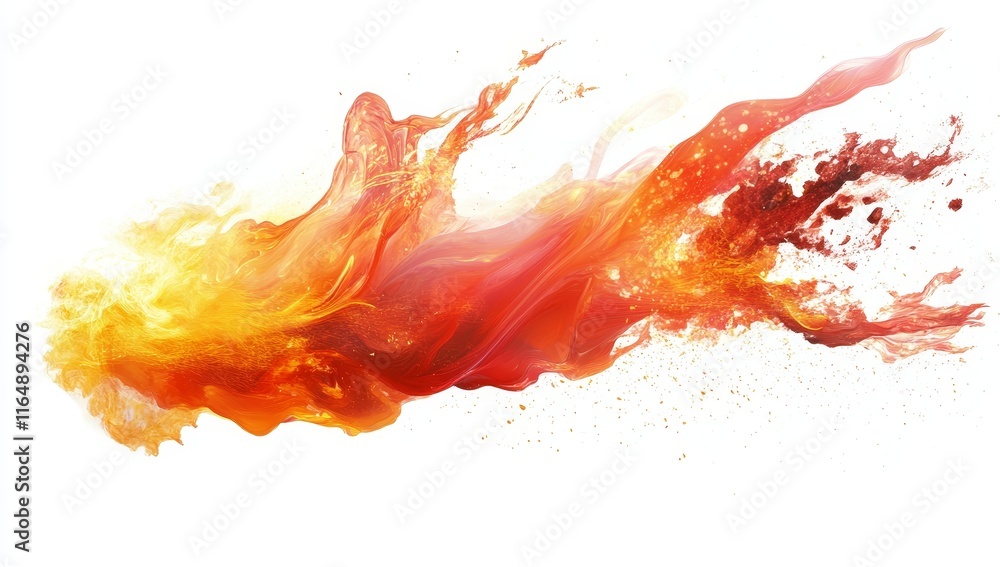 Abstract fiery orange and red streak on white background. Abstract fiery orange and red streak on white background.