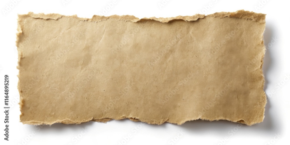 A torn piece of kraft paper with a rough, uneven edge, perfect for adding a rustic or vintage aesthetic to your design projects. A torn piece of kraft paper with a rough, uneven edge, perfect for adding a rustic or vintage aesthetic to your design projects.
