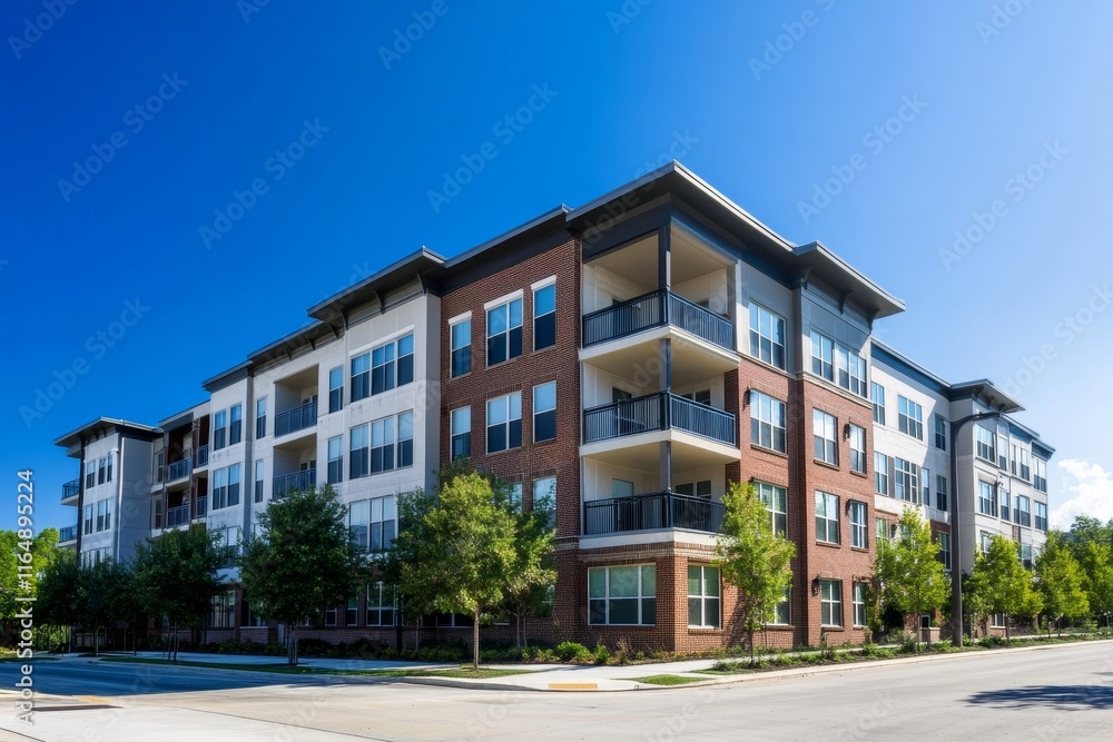 Modern apartment building exterior on a sunny day. Modern apartment building exterior on a sunny day.