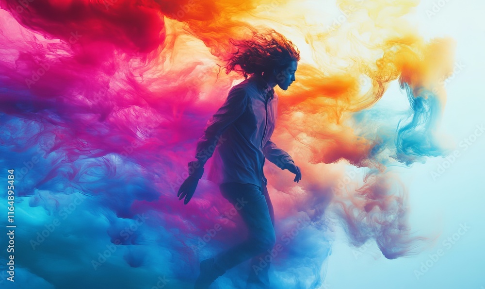 movement merging with energetic color flows. Generative AI