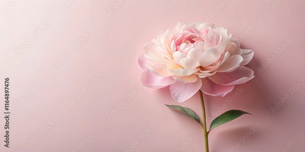 Delicate Pink Peony Blossom on Soft Background, a Symbol of Elegance and Serenity Delicate Pink Peony Blossom on Soft Background, a Symbol of Elegance and Serenity