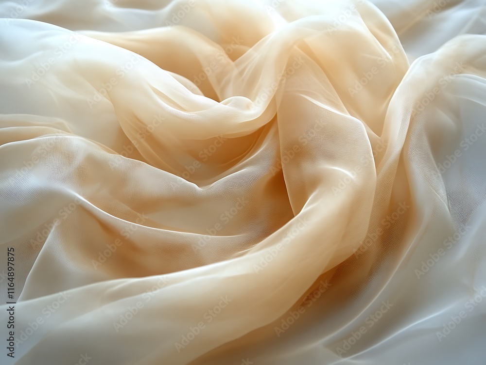 Obraz premium Draped Beige Sheer Fabric Softly Flows