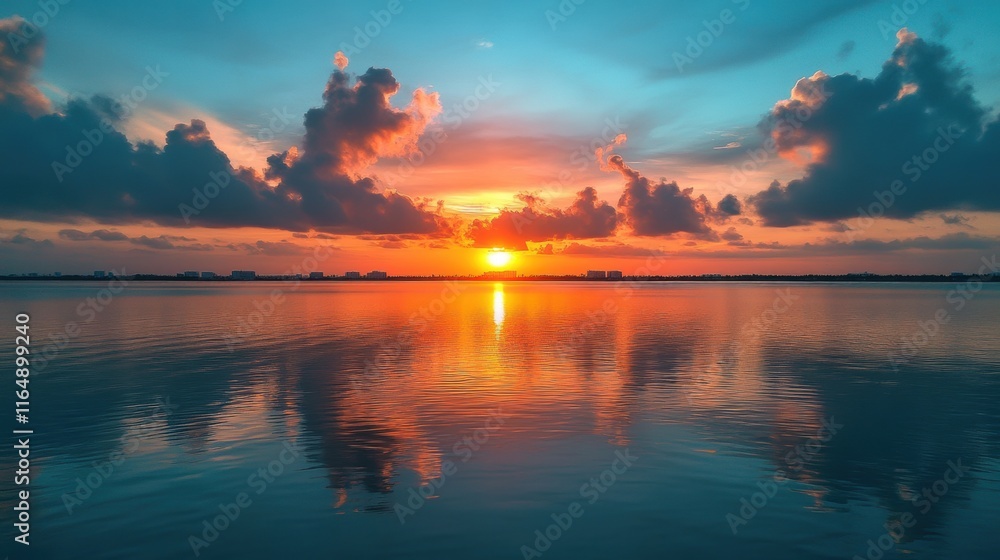 Fototapeta premium Beach Bathed in Sunrise Glow