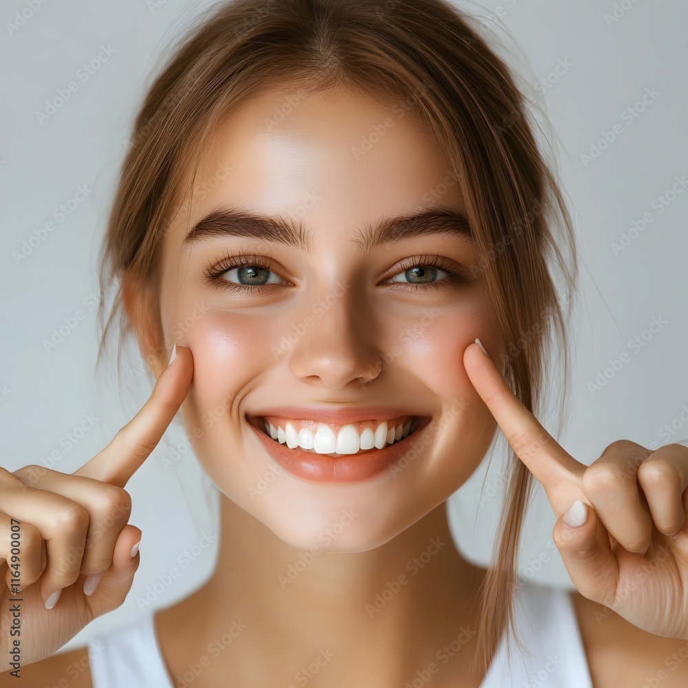 Radiant and Confident Young Woman Smiling Brightly with Flawless Skin and Natural Makeup Radiant and Confident Young Woman Smiling Brightly with Flawless Skin and Natural Makeup