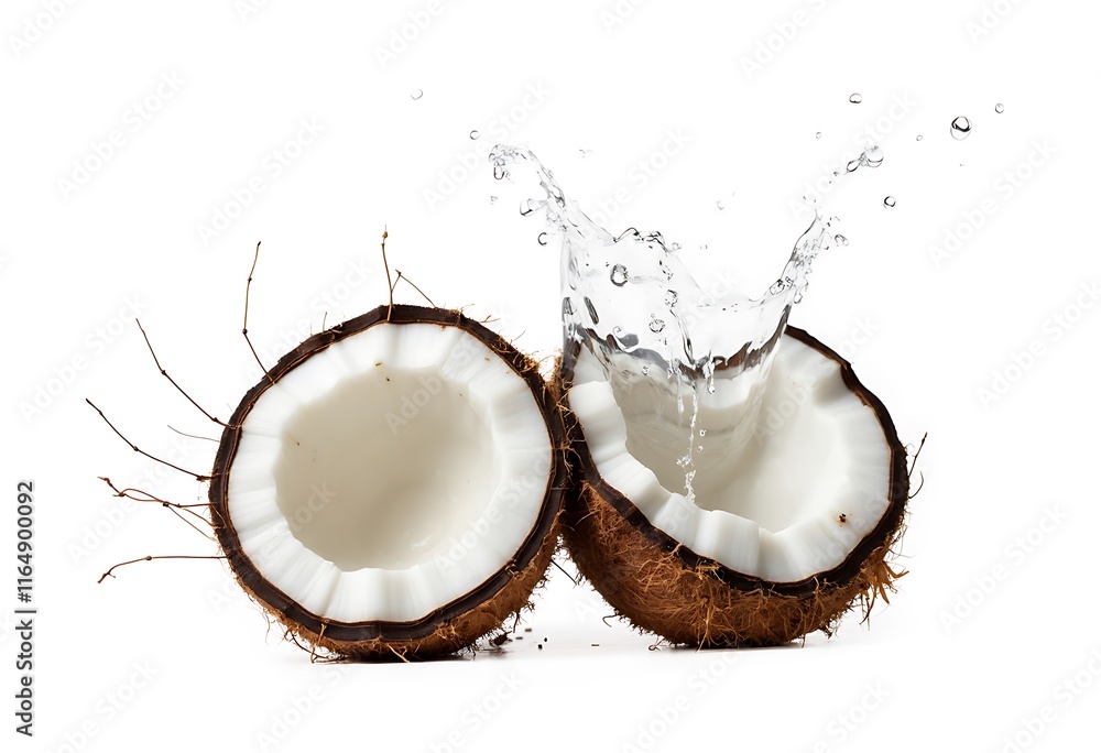Fresh coconut splashing water AI generative Fresh coconut splashing water AI generative