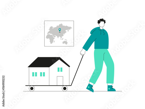 Safe migration. Migration illustration. Flat vector illustration