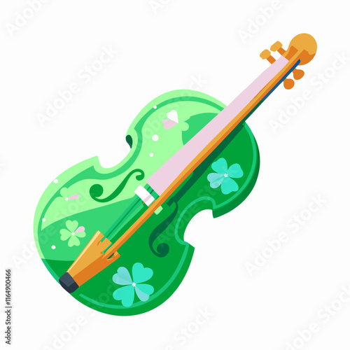 St. Patrick's day celebration green violin art festive atmosphere digital illustration cheerful vibe