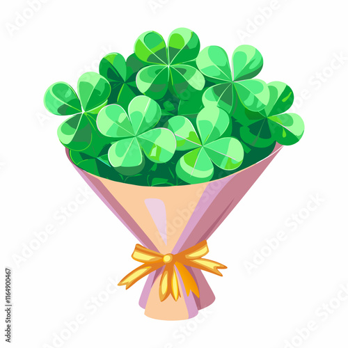 St. Patrick's day celebration garden bouquet of shamrocks bright atmosphere close-up view festive concept