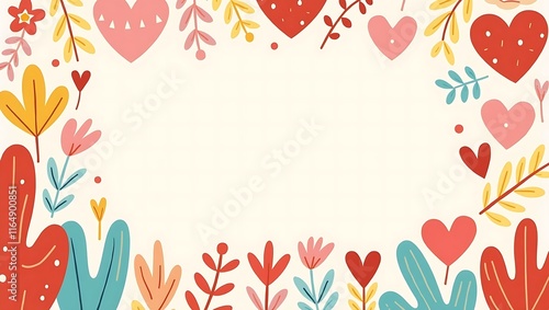 Wallpaper Mural Seamless Pattern of Colorful Hearts with Floral Details on Dark Background. naive valentine background Torontodigital.ca