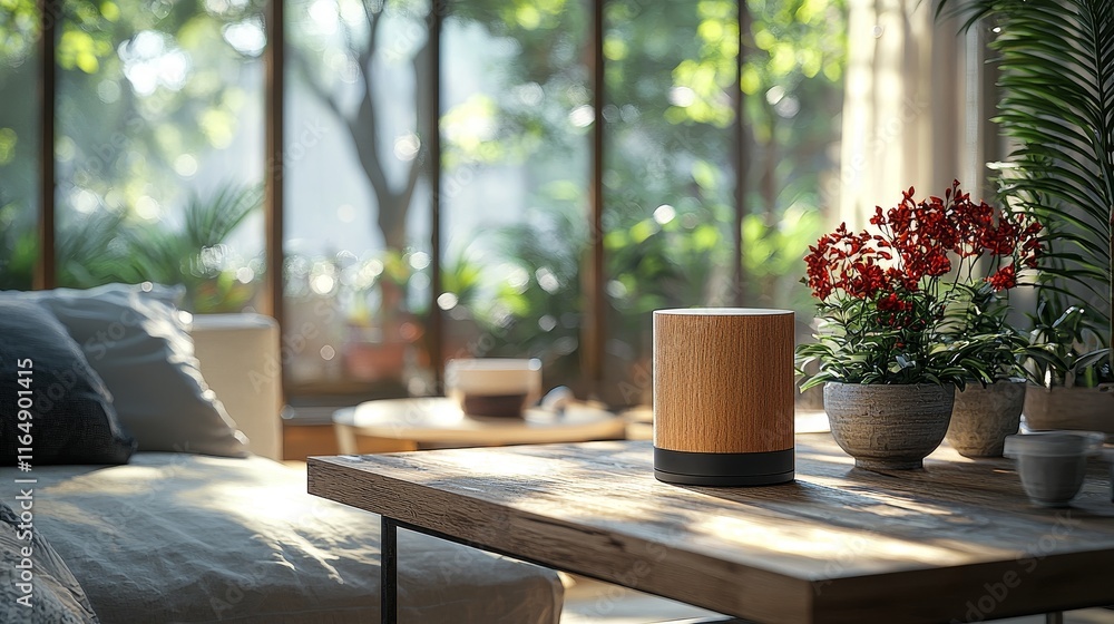 A stylish living room scene with a table located in the center, showcasing minimalist furniture and light tones from IKEA, with a shallow depth of field highlighting modern decor and clean design. A stylish living room scene with a table located in the center, showcasing minimalist furniture and light tones from IKEA, with a shallow depth of field highlighting modern decor and clean design.