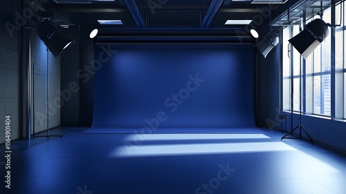 Wallpaper Mural A spacious room with a smooth navy background, evoking calm and professionalism for product presentation Torontodigital.ca