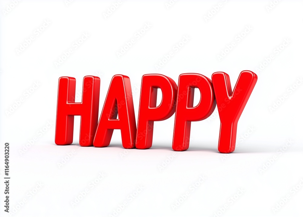 Red 3D 'HAPPY' text, isolated on plain white. Red 3D 'HAPPY' text, isolated on plain white.
