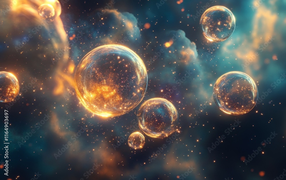 Fototapeta premium Dream abstract compositions floating in a cosmic atmosphere. Generative AI