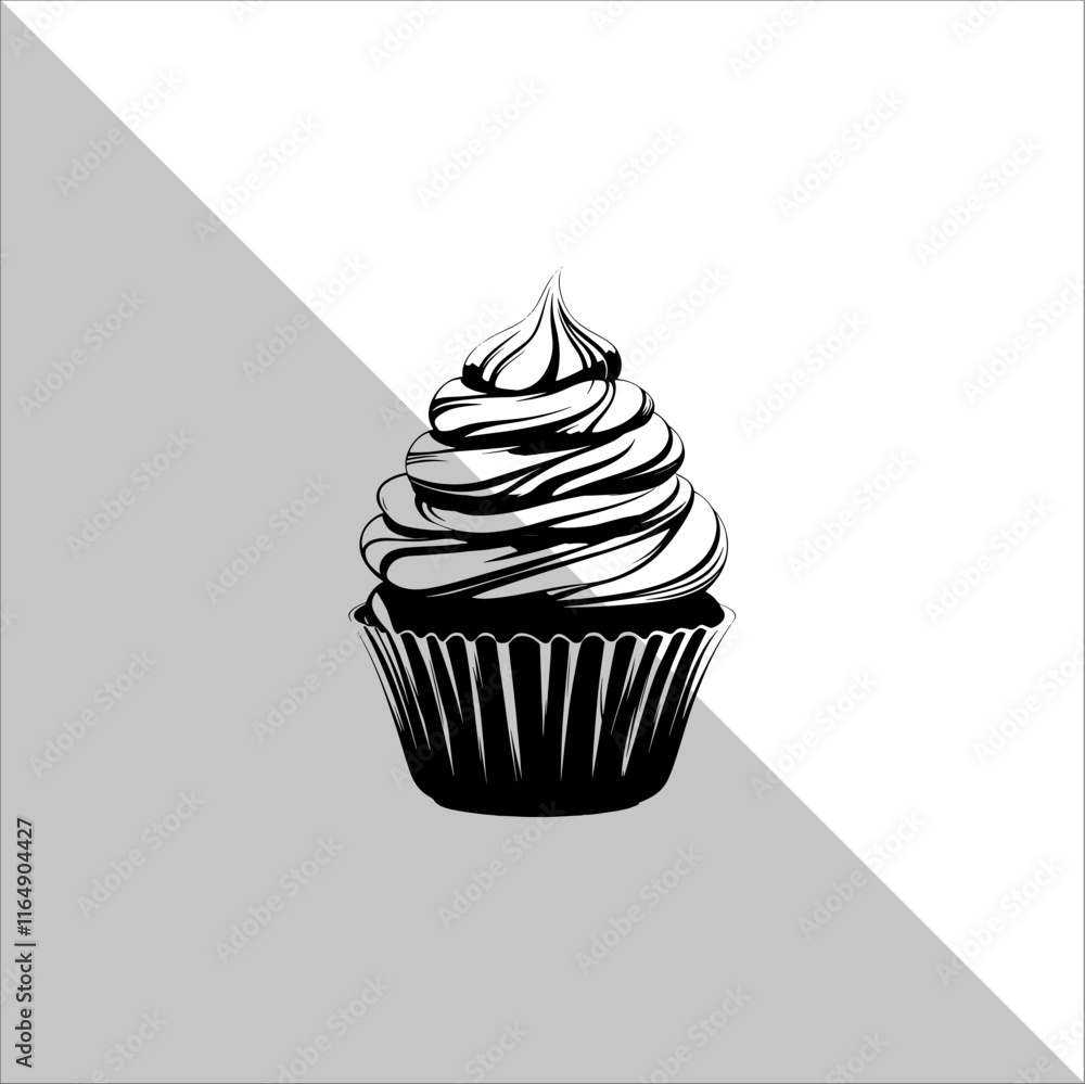 Cupcake Silhouette Vector illustration. Flat cupcake silhouette illustration. Cupcake Silhouette Vector illustration. Flat cupcake silhouette illustration.