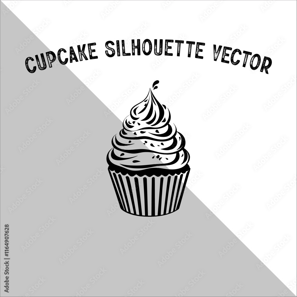 Cupcake Silhouette Vector illustration. Flat cupcake silhouette illustration. Cupcake Silhouette Vector illustration. Flat cupcake silhouette illustration.