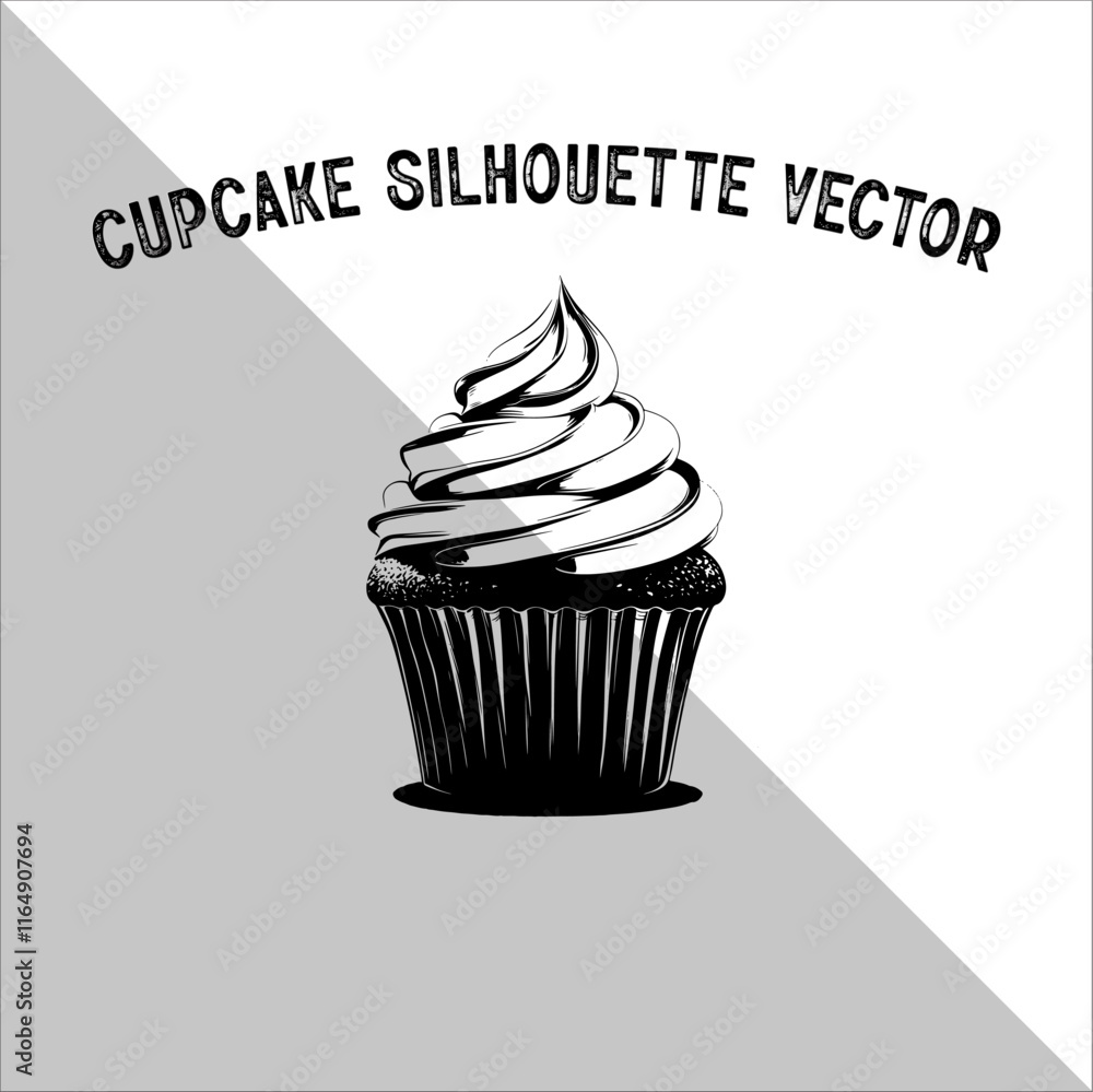 Cupcake Silhouette Vector illustration. Flat cupcake silhouette illustration. Cupcake Silhouette Vector illustration. Flat cupcake silhouette illustration.