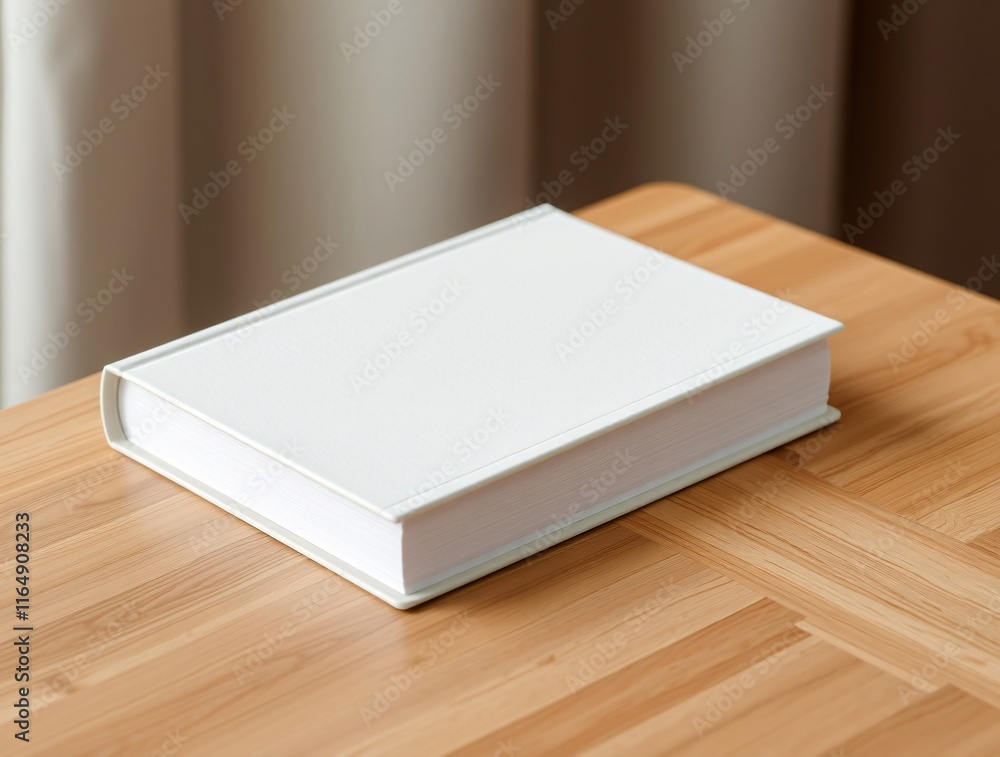 A blank white book is placed centrally on a wooden surface with natural grains, creating a clean, minimalistic, and modern composition suitable for concepts related to literature or creative thinking. A blank white book is placed centrally on a wooden surface with natural grains, creating a clean, minimalistic, and modern composition suitable for concepts related to literature or creative thinking.