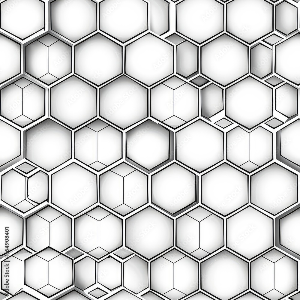 A pattern of hexagonal shapes resembling a honeycomb structure in black and white. A pattern of hexagonal shapes resembling a honeycomb structure in black and white.