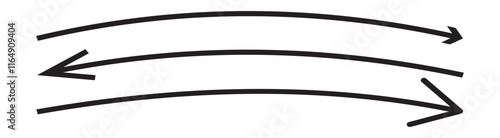 Horizontal dual sided long straight arrow signs. Black, red, stock pointer, direction, position symbol and double arrow icon isolated on white background. Vector graphic illustration