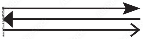 Horizontal dual sided long straight arrow signs. Black, red, stock pointer, direction, position symbol and double arrow icon isolated on white background. Vector graphic illustration