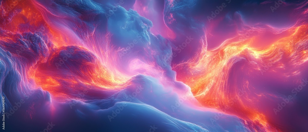 Fototapeta premium abstract shapes pulsing and flowing in glowing energy. Generative AI