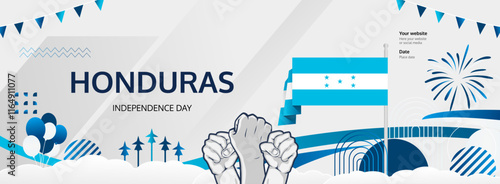 Honduras National Day latest banner design. Abstract templates for special day celebration, greeting card, promo, ads, sale, national event and Honduras Independence Day. Holiday concept